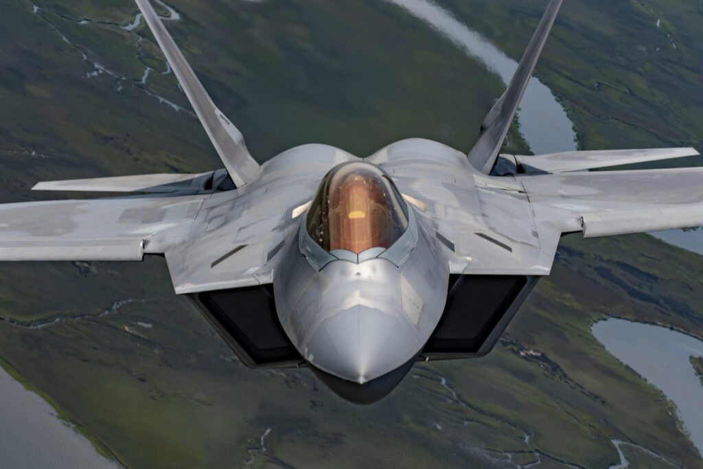 U.S. Air Force Maj. Paul 'Loco' Lopez, F-22 Demo Team commander/pilot, performs an aerial demonstration during the MCAS Beaufort air show in Beaufort, South Carolina, April 27, 2019.